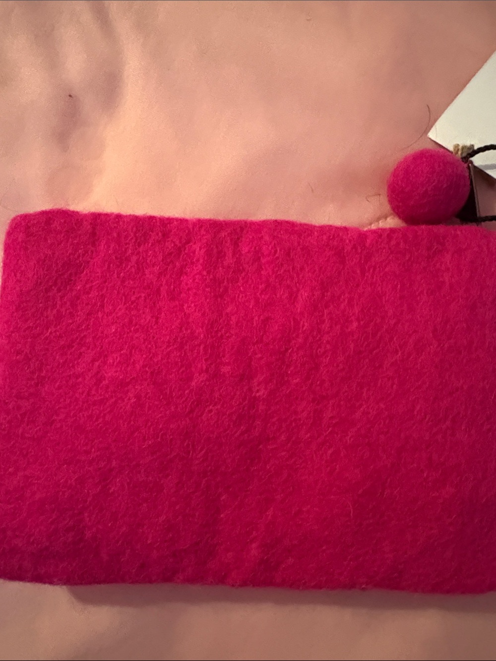 Hot Pink Felt Sheep Wristlet Clutch - Picture 3 of 3